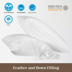 Goose down Feather Pillows, Soft Bed Pillows Queen Size Set of 2, 100% Soft Cotton Shell,Gusseted Hotel Pillows for Back, Stomach or Side Sleepers