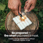 Fire Starter Kit - 33 Waterproof Plugs in Metal Tin + Flint Rod Striker Multi-Tool, Pocket Survival Guide, Airtight Mylar Storage Bag – Camping, Emergency, Grill, Fire Pit