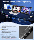 15.6" Laptop Screen Extender, FHD 1080P Triple Portable Monitor for Laptops, Ultra-Slim Travel Monitor for 12"–17.3" Laptops, USB-C & HDMI Plug & Play, Compatible with Windows/Mac/Android