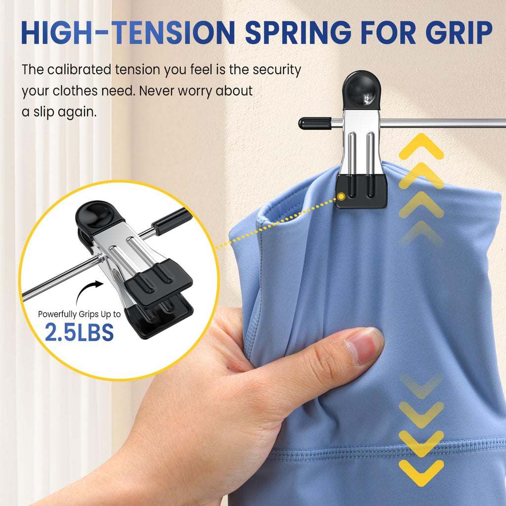 Skirt Pants Hangers with Clips Space Saving Hanging Closet Organizer 6 Tiers Hanger with 360° Swivel Hook, Finger-Safe Design- College Dorm Room Apartment Essentials 1-Pack