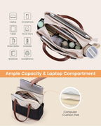 Laptop Tote Bag for Women with 3 Separate Pocket Work Bag with Large Cup Holder Computer Briefcase for Teacher Nurse
