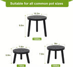 Wood Plant Stands Indoor, 3-Pack Single Plant Stand for 7-10 Inch Pots, Mid-Century Modern Plant Stool, Tall Plant Stand for Large Plants for Living Room, Balcony, Office (Black, 3-Pack)