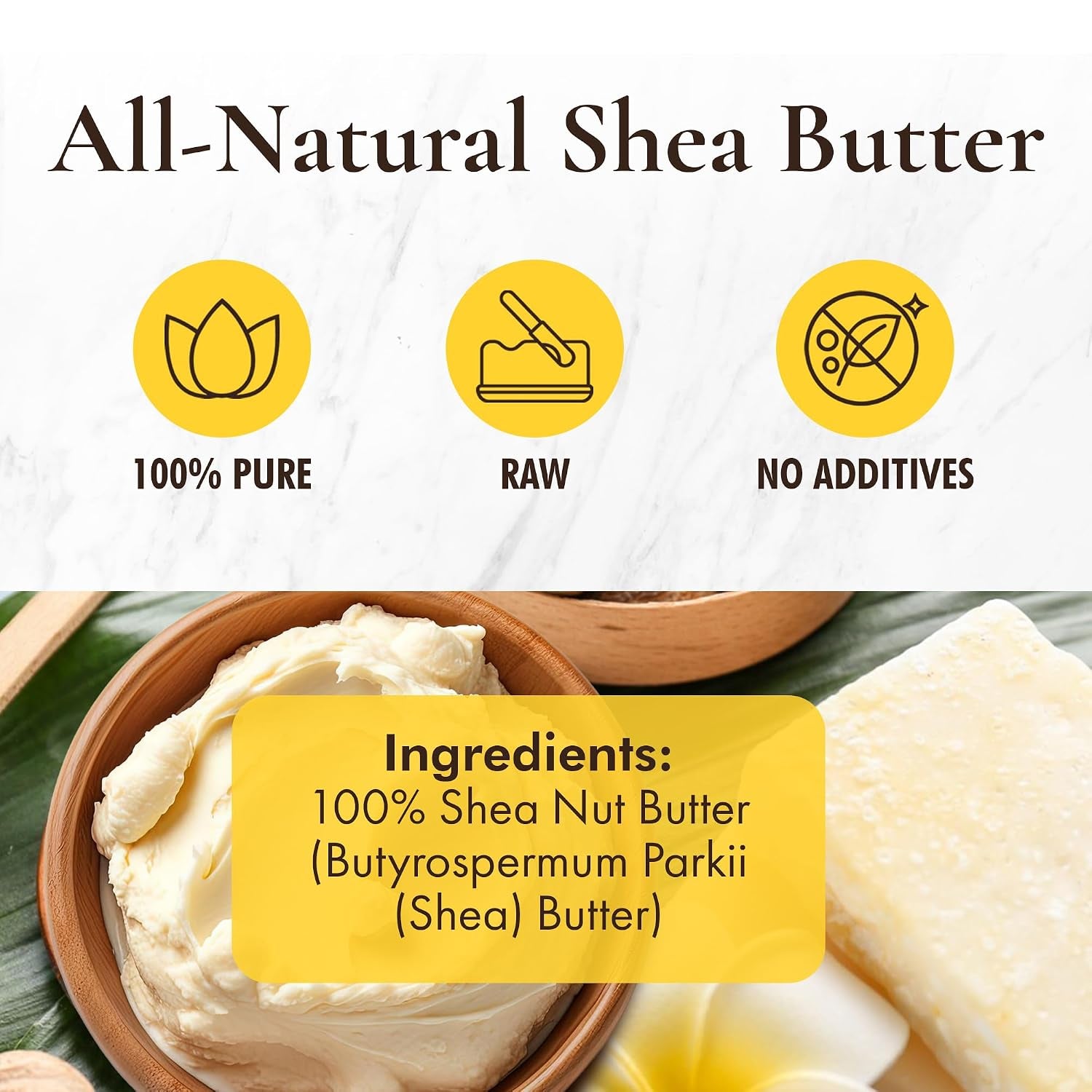 Raw African Shea Butter from Ghana, 100% Pure Unrefined Grade a Yellow Shea Butter for Skin & Hair, Deep Moisturizing Body & Hair Butter – 14 Oz