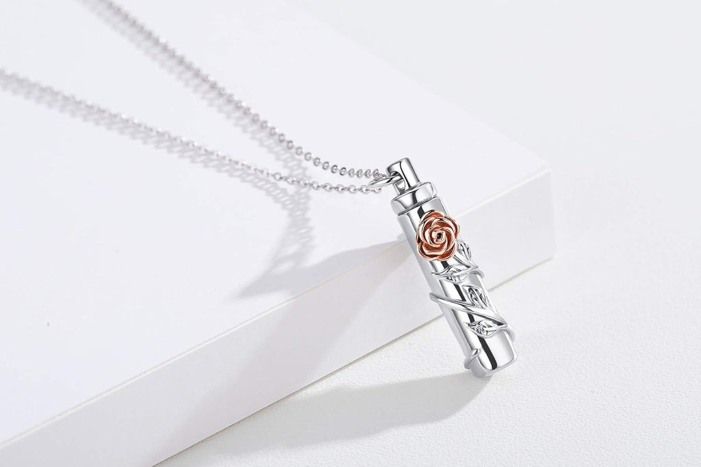 Cremation Jewelry Sterling Silver Sunflower/Rose/Daisy Flower Urn Necklace for Ashes Memorial Keepsake Jewelry for Women