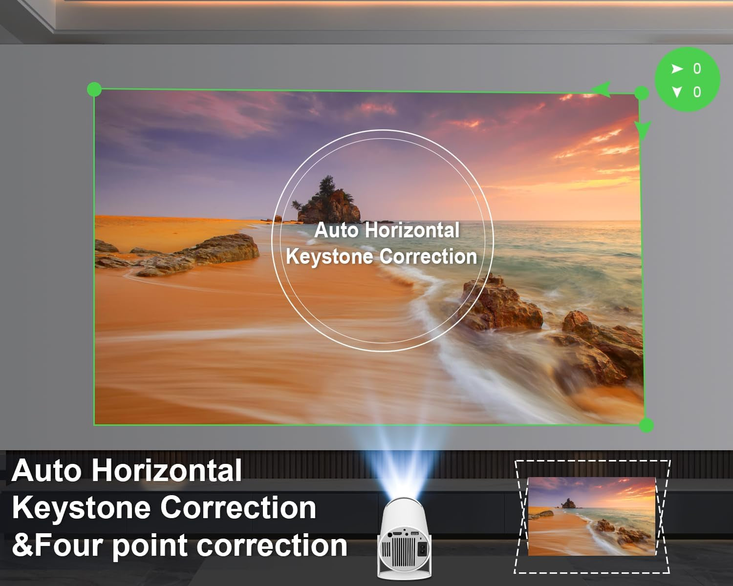 Mini Portable Projector - 4K & 1080P Support, Wifi6 & Bluetooth 5.4, Auto Horizontal Correction, 180 Rotatable, Outdoor Movie Compatible with Phone
