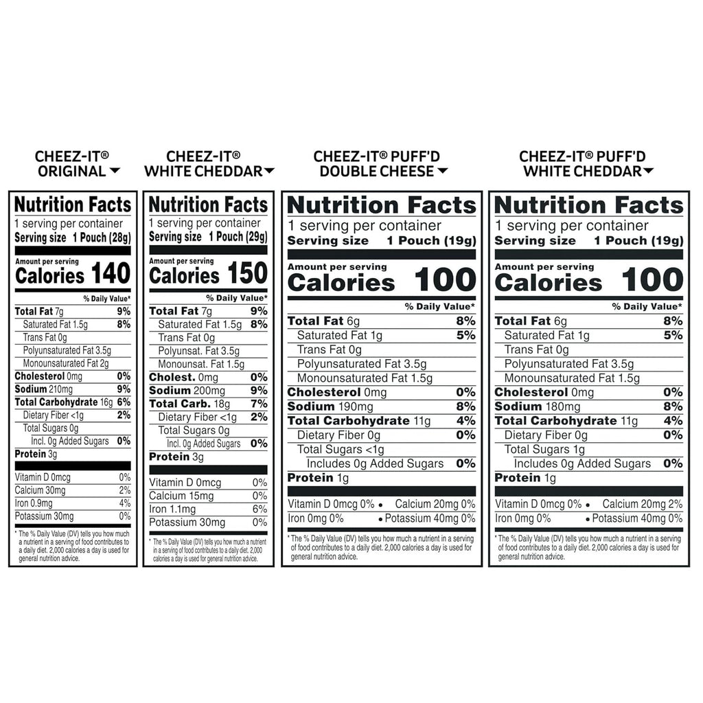Cheese Crackers, Baked Snack Crackers, Lunch Snacks, Variety Pack (40 Pouches)
