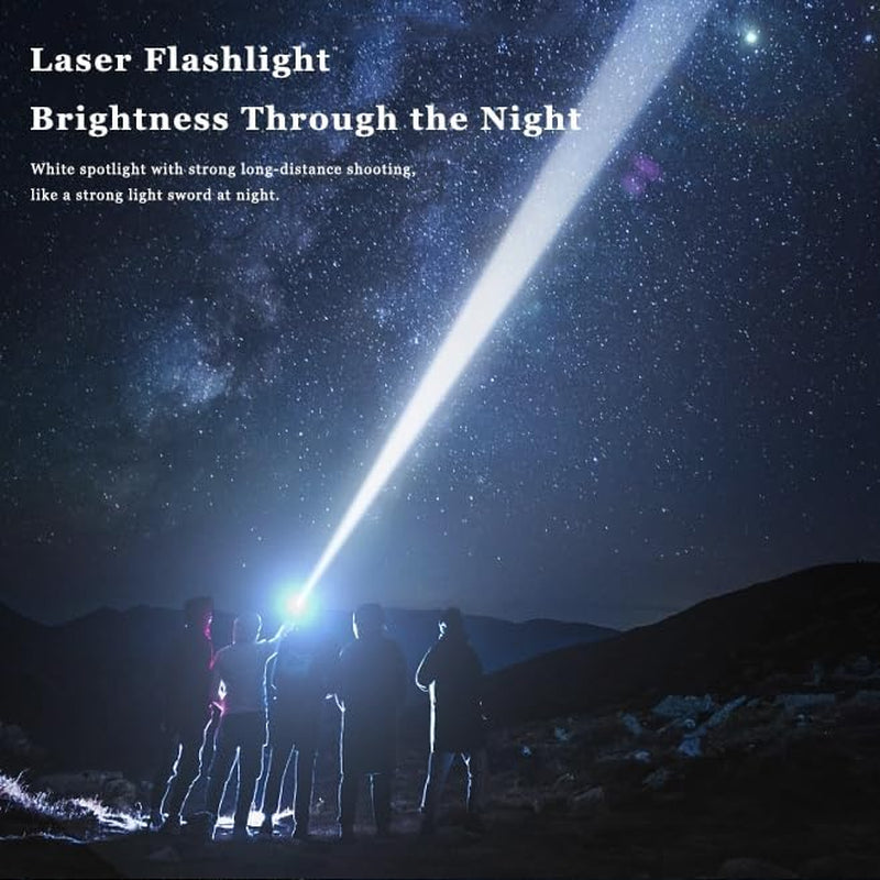 High Lumens Rechargeable Flashlights, 100000 Lumens Super Bright Flashlights, 6 Modes Zoomable High Bright Flashlights，Suitable for Hiking Camping and Family Emergencies