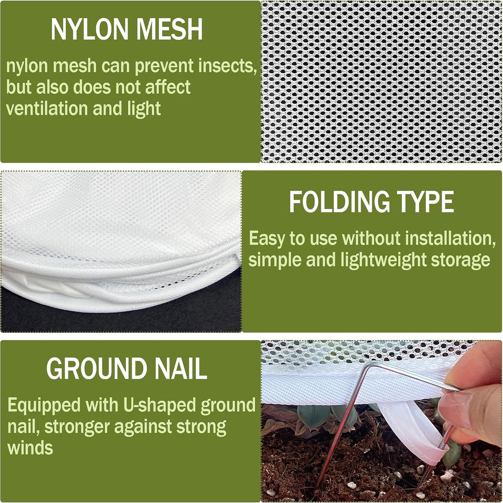 2PCS 47" X 21" X 17" Garden Netting for Raised Beds, Foldable Raised Garden Bed Cover with Ground Nail, Raised Bed Cover Fit 4 X 2Ft Garden Beds, Insect Bird Control, Plant Protection