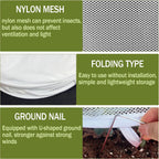 2PCS 47" X 21" X 17" Garden Netting for Raised Beds, Foldable Raised Garden Bed Cover with Ground Nail, Raised Bed Cover Fit 4 X 2Ft Garden Beds, Insect Bird Control, Plant Protection