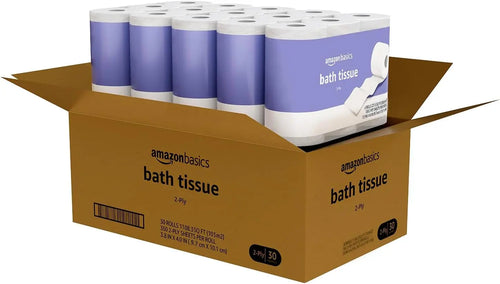 2-Ply Toilet Paper, 30 Rolls (5 Packs of 6), Equivalent to 129 Regular Rolls