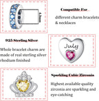 Birthstone Charms for Charms Bracelet: 925 Sterling Silver Heart Dangle Charms for Bracelets and Necklaces, Birthday Mother'S Day Christmas Gifts for Women.