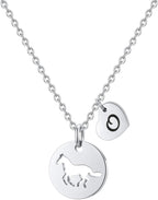 Easter Gifts for Kids Toddlers Teens - Easter Basket Stuffers Horse Necklace Gifts for Girls Horse Necklaces Jewelry Initial Necklace Jewelry Birthday Gift for Teen Girl Kids Women