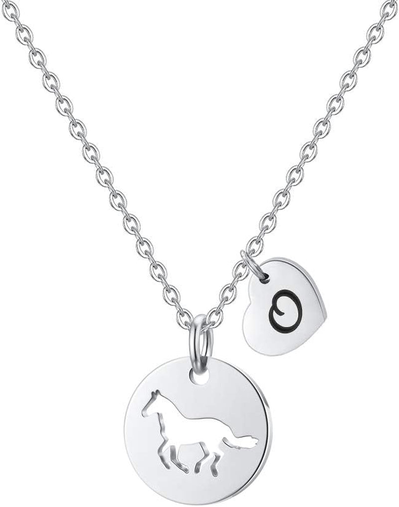 Easter Gifts for Kids Toddlers Teens - Easter Basket Stuffers Horse Necklace Gifts for Girls Horse Necklaces Jewelry Initial Necklace Jewelry Birthday Gift for Teen Girl Kids Women