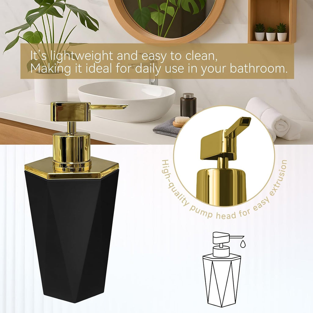 2 Piece Plastic Bathroom Accessories Set, Black Bathroom Sets Accessories | Soap Dispenser and Toothbrush Holder, Modern Bathroom Decor, Bathroom Sets Accessories