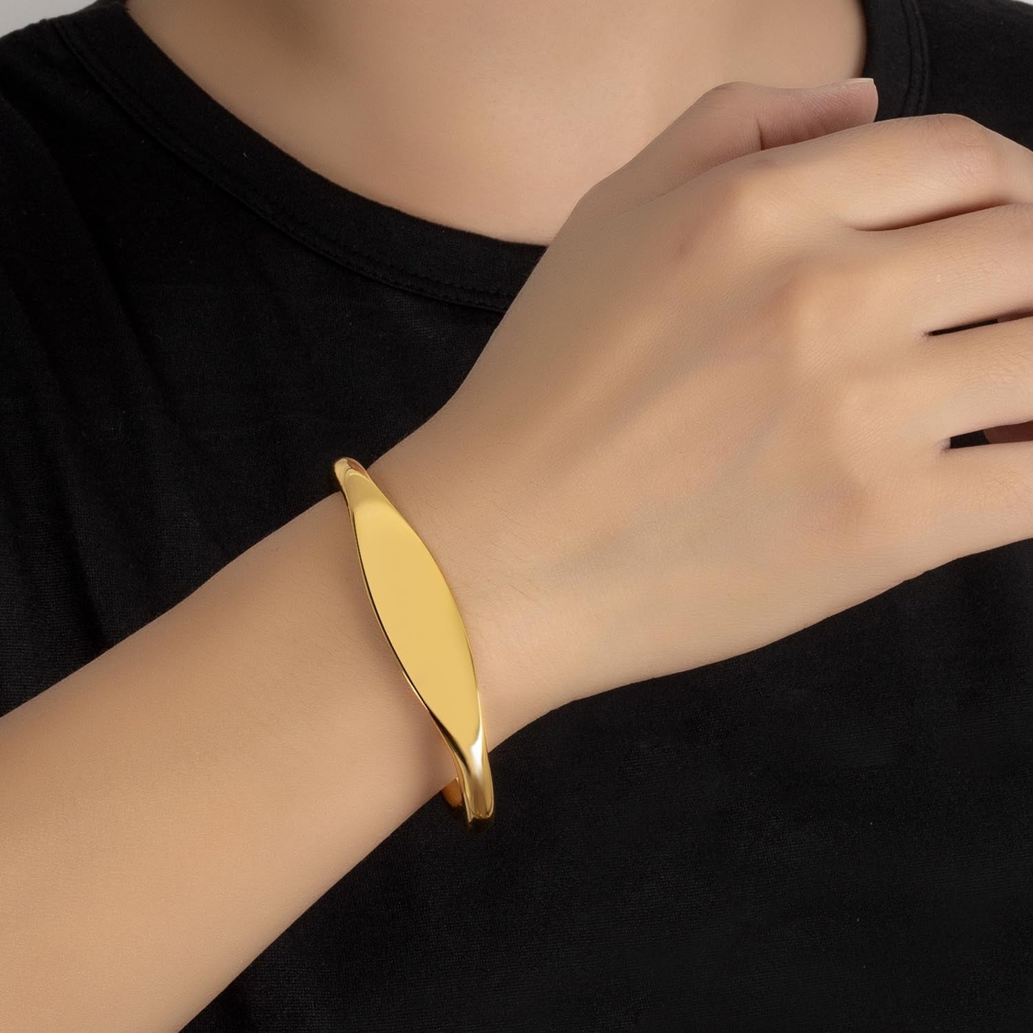 Unisex 925 Sterling Silver Bangle Bracelet -Simple Women Men Torque Bracelet Solid Smooth Plain Polished on Cuff Fashion Fine Jewelry Gifts