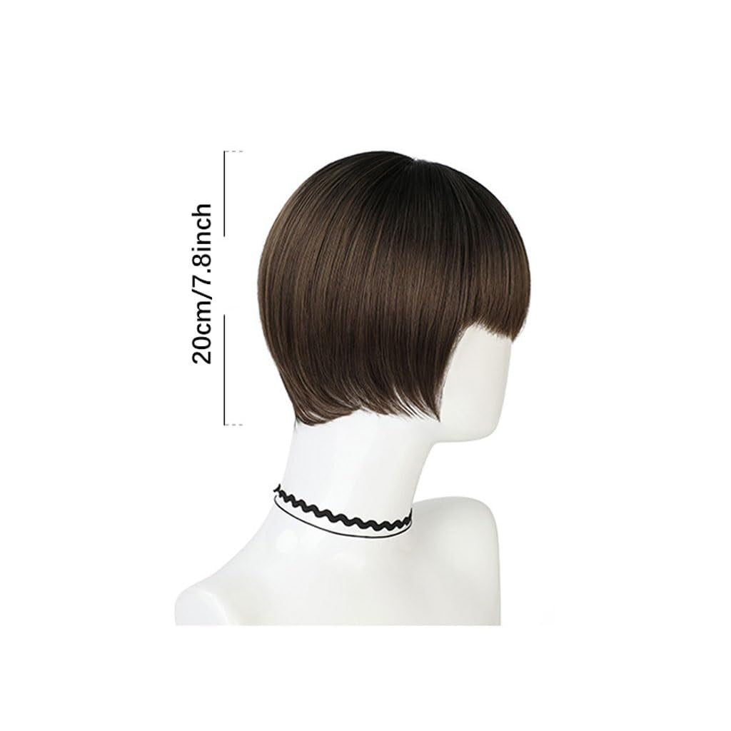 Human Hair Wig Wig Women'S Fashion Gradient Color Oblique Bangs Wig Simulation Natural Lifelike Short Straight Hair High Temperature Synthetic Wig Wig with Bangs Synthetic Wigs