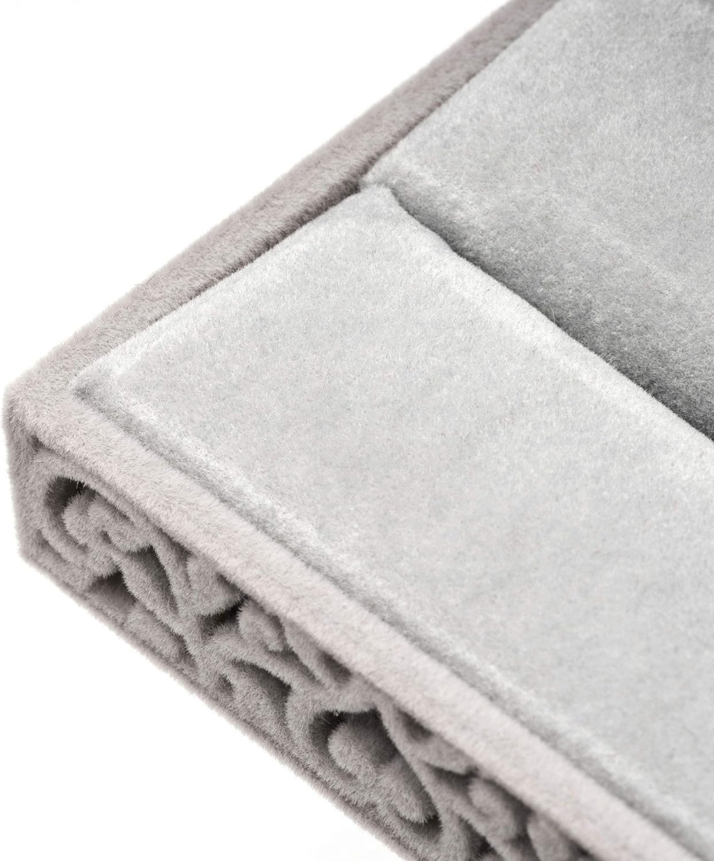 Hollow Velvet Ring Box Velvet Jewelry Box for Rings Couple Double Ring Bearer Box Engagement Gift (Gray)