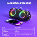 Bluetooth Speakers, [Blod Bass & Dynamic Lights] Portable Wireless Speaker with 24W Stereo Sound, TWS Mode, 24Hrs Playtime, IPX6 Waterproof Blue Tooth Speaker