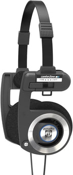 Porta Pro Black Retro 80S Style On-Ear Headphones, Wired 3.5Mm Plug | Collapsible Design, Soft Case Included, Audiophile