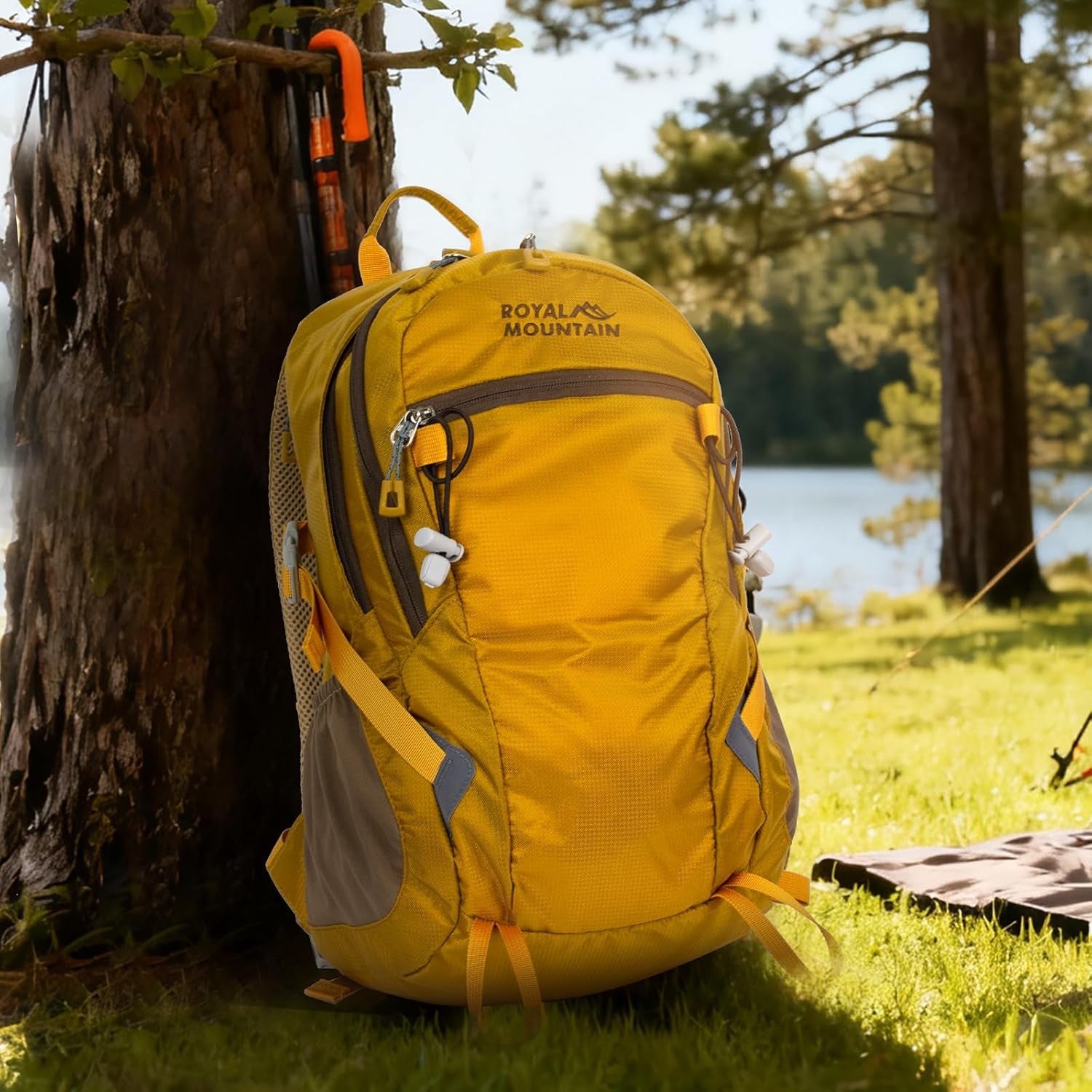 Small Hiking Backpack with Rain-Cover, 20L Travel Backpacks for Women Men, Camping Daypack Backpacks Lightweight, Durable Hiking Backpack Fit for Camping, Daily Commuting, Short Trips (Yellow)