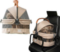 No-Zip View 360 Ultra Lite Pet Safety Carrier & Car Seat for Small Dogs & Cats Push Button Entry, 15", Sand