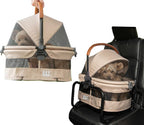 No-Zip View 360 Ultra Lite Pet Safety Carrier & Car Seat for Small Dogs & Cats Push Button Entry, 15", Sand