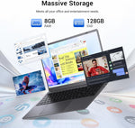 Laptop Computer, Pentium Gold up to 3.4Ghz (Beats Pentium, Celeron), Type-C PD, HDMI, USB 3.2, TF Card Slot, 14" FHD IPS, 8GB RAM, 128GB SSD, up to 2TB, Laptop for Student, Business, Office