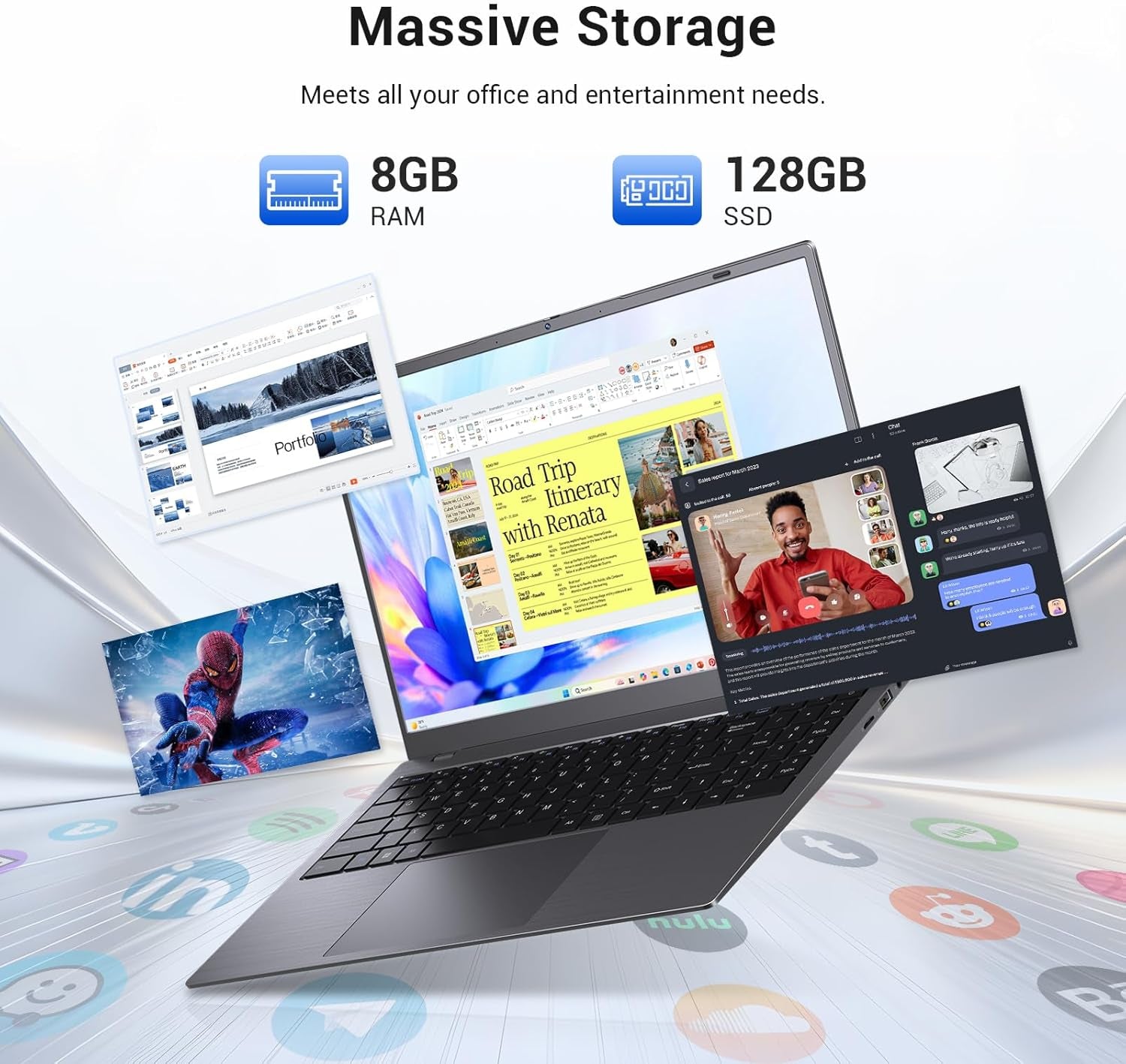 Laptop Computer, Pentium Gold up to 3.4Ghz (Beats Pentium, Celeron), Type-C PD, HDMI, USB 3.2, TF Card Slot, 14" FHD IPS, 8GB RAM, 128GB SSD, up to 2TB, Laptop for Student, Business, Office