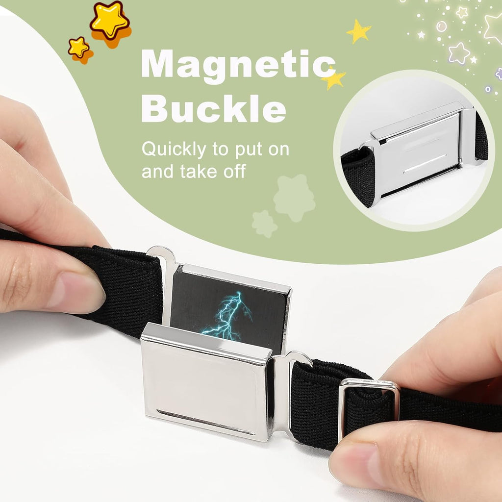 2 Pack Kids Adjustable Magnetic Belt Boys Girls Elastic Belt with Easy Magnetic Buckle