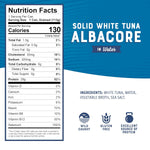 Solid White Albacore Tuna in Water, 5 Oz Can (Pack of 24) - Wild Caught Tuna - 29G Protein per Serving, High in Omega-3S - Non-Gmo Project Verified, Gluten Free, Kosher