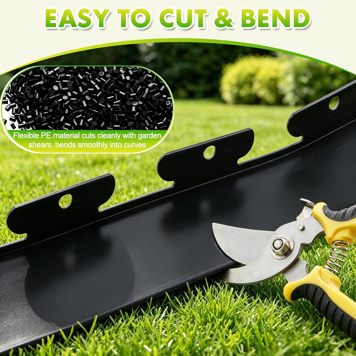 Landscape Edging, 4IN X 66FT Plastic Garden Edging Borders with 100 Spikes, Flexible No Dig Garden Border Kit for Garden, Yard, Flower Bed & Landscaping
