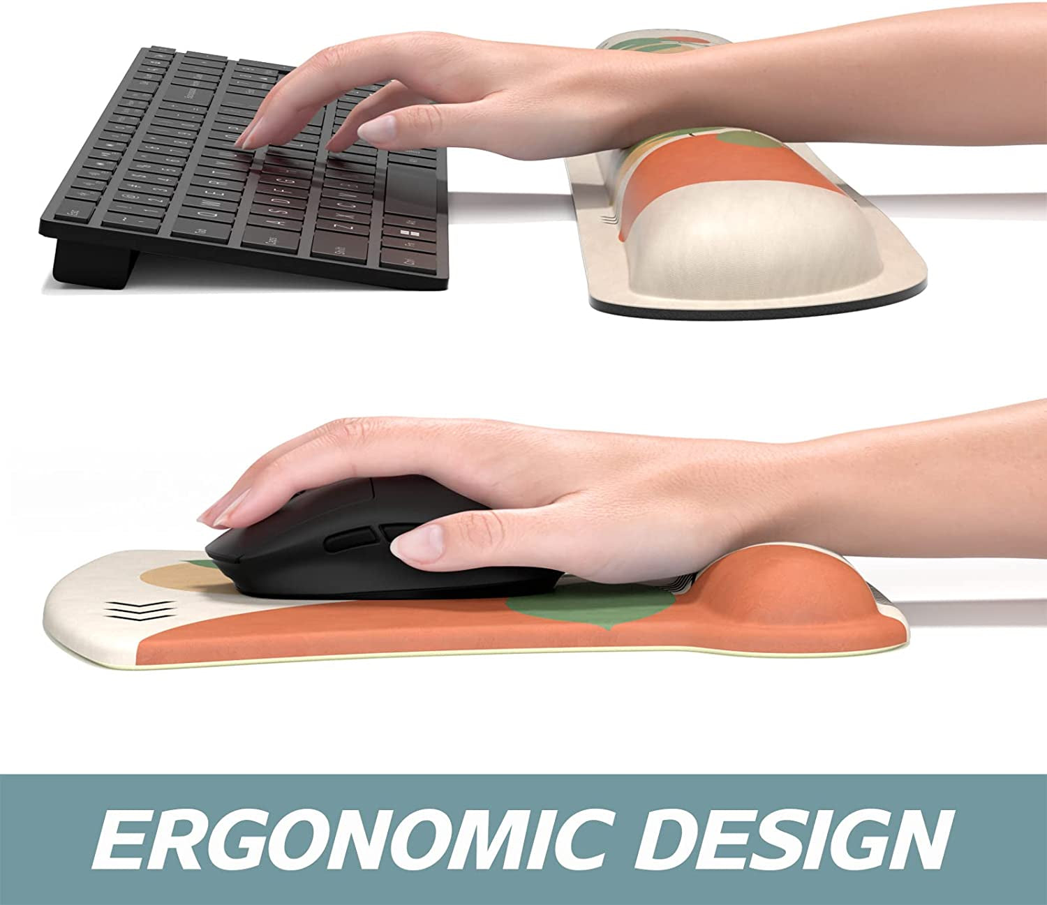 Mouse Pad Wrist Support Keyboard Wrist Rest Pad Ergonomic Mousepad Non-Slip Memory Foam Keyboard Pad Easy Typing Pain Relief Perfect for PC Laptop Gaming Office, Modern Abstract Style