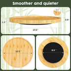 Lazy Susan Organizer, 13.2 Inch Non-Skid Bamboo Turntable | Kitchen Table Cabinets Closets and Kitchen Islands, Wood Turntable for Kitchen Countertop Organizer