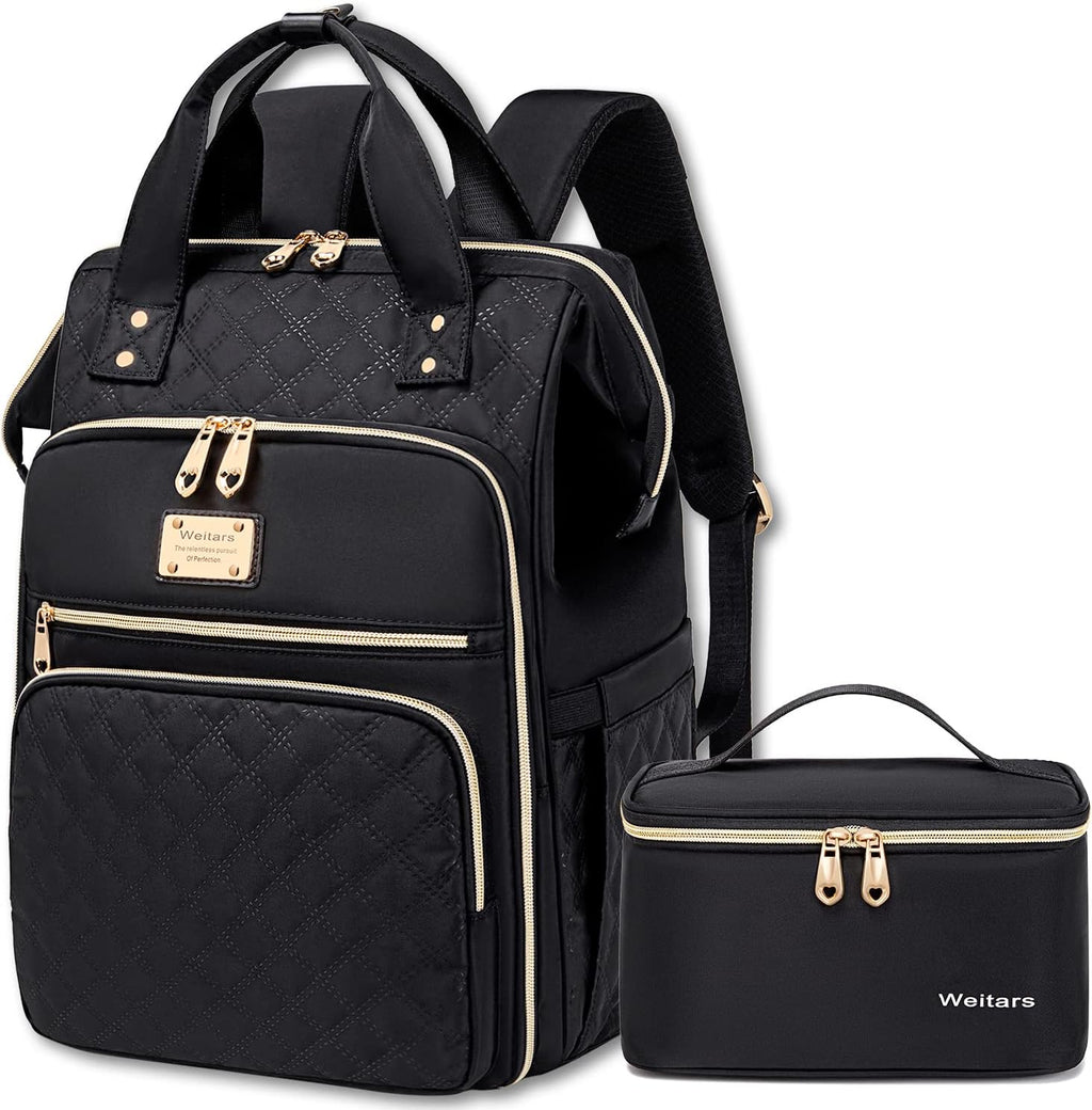 Lunch Backpack for Women,15.6 Inch Laptop Backpacks for Womens Back Pack, Travel Backpacks,Work Backpack for Women (Black)