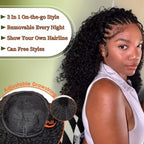 Half Wig Human Hair 3 in 1 Seamless Flip over Half Wigs with Drawstring Half Wigs for Women Human Hair Glueless Wear and Go Half up Half down Headband Wig Human Hair(18 Inch,Natural Black)