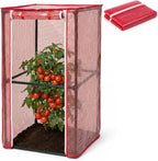 28.3" X 15.4" X 15.4" Tomato Cages Plant Greenhouse Cover, PE Tomatoes Red Greenhouse with Zipper Door, Tomato Trellis Plant Support Protector Cover for Garden Climbing Plants (NO Frame Included)