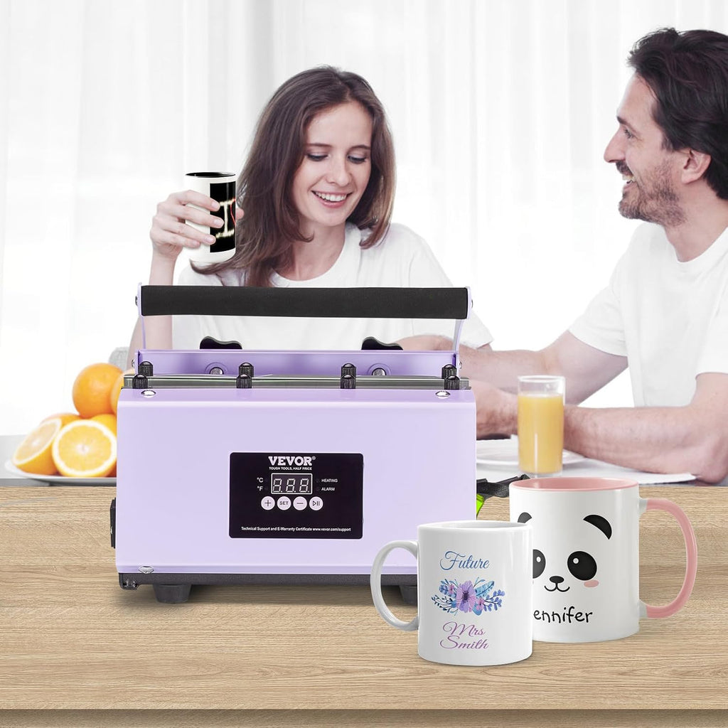 Tumbler Heat Press Machine, 11-30Oz Mug Press, Heat up Fast and Even, Tumbler Press with Sublimation Paper, Tape and Gloves, Temp and Time Setting, for Sublimation Tumblers, Cups, Mugs, Purple