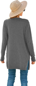 Women'S Kimono Cardigan Long Sleeve Open Front Casual Knit Sweaters Coat Oversized Soft Outwear with Pockets