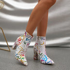 Vibrant Print Side Zip Boots Comfy Versatile Stylish Ankle Footwear - Lincoln Values