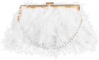 Feather Clutch Purses for Women Wedding Evening Bride Furry Purse Classy Fringe Purse Glossy Designer Purse