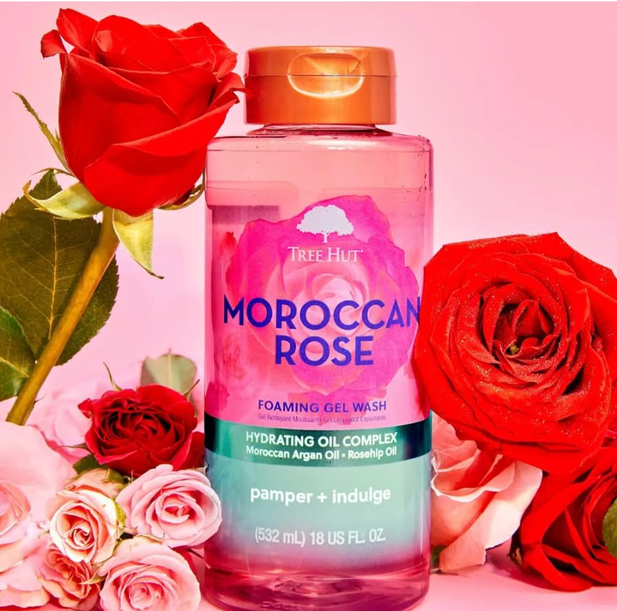 Moroccan Rose Shea Sugar Scrub, Exfoliating & Hydrating Body Scrub with Shea Butter & Essential Oils, Smooth & Soften Skin, Holiday Gift & Stocking Stuffer, 18 Oz