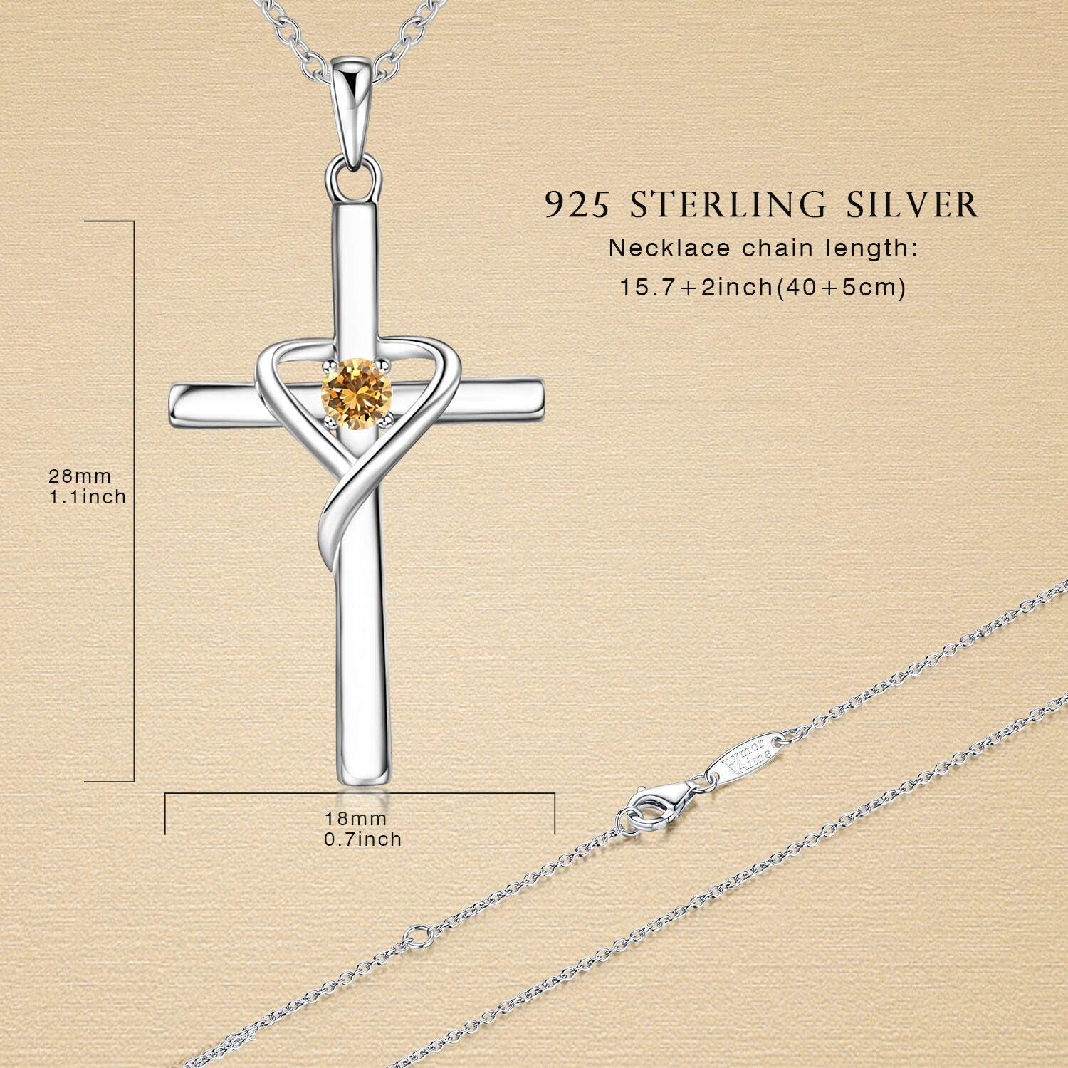 925 Sterling Silver Cross Necklace for Women Men 14K Gold Plated 5A CZ Birthstone Necklaces for Holiday