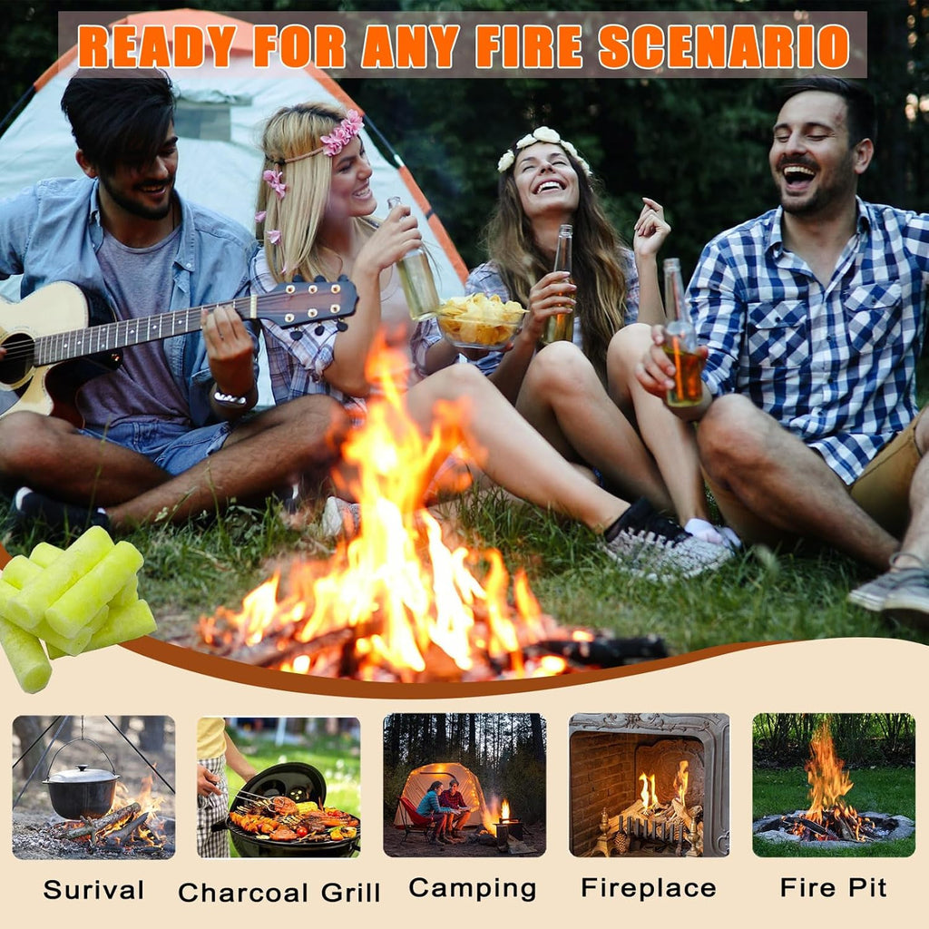 50 Pack Fire Plugs, Emergency Waterproof Fire Starter Plug | Odorless Cotton Quick Ignite Firestarter, Long Lasting Burn Fireplug for Camping, Fireplaces, Grills & Emergency Survival