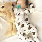 – Zipper Organic Sleeper Footed Onesies Sleeper Baby Pajamas with Inseam Zipper