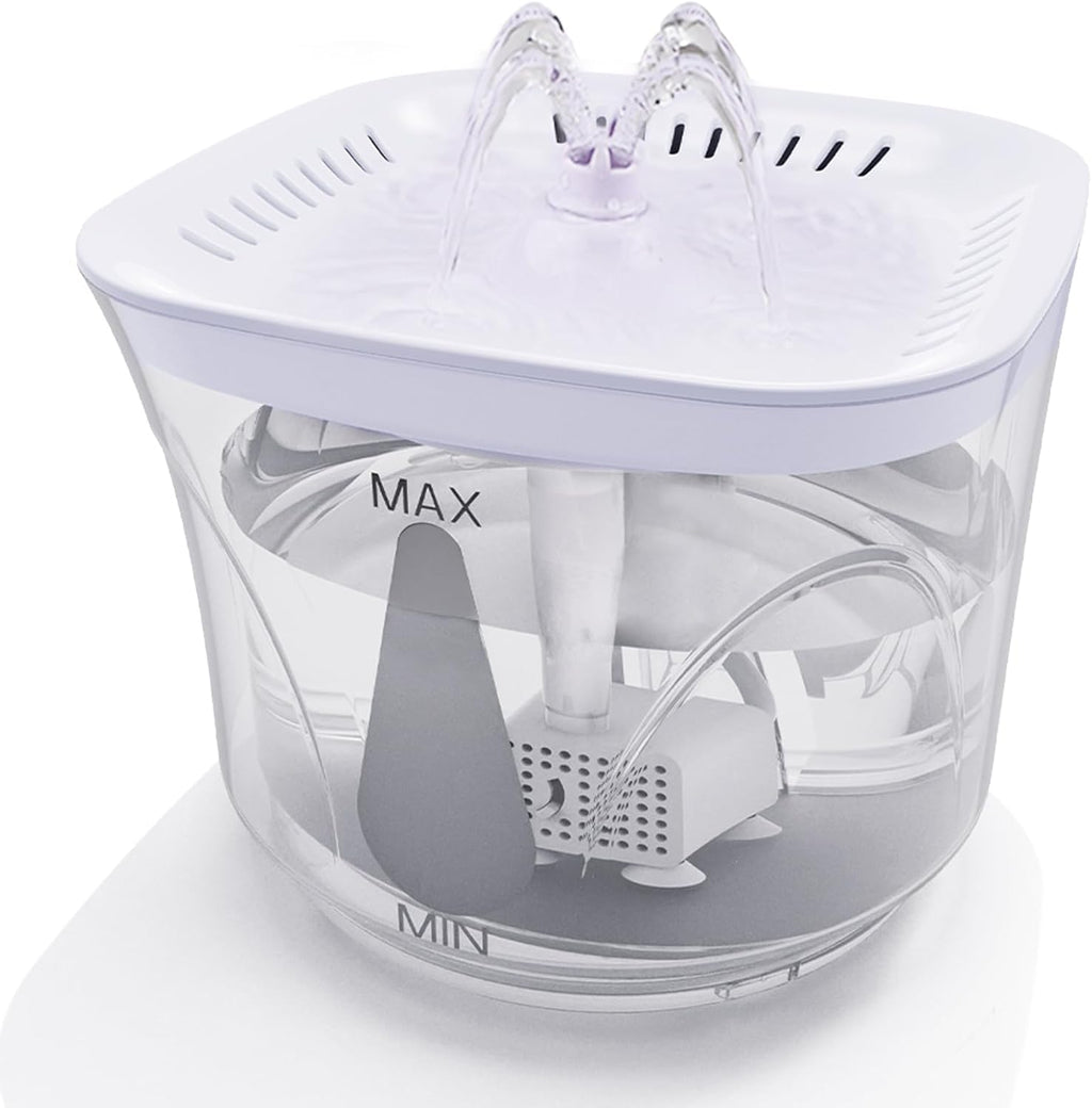 Cat Water Fountain, 2.4L/2.5QT Capacity, White | Ultra Silent Pet Drinking Fountain for Cats and Small Dogs, Indoor Water Fountain, with Replacement Filters