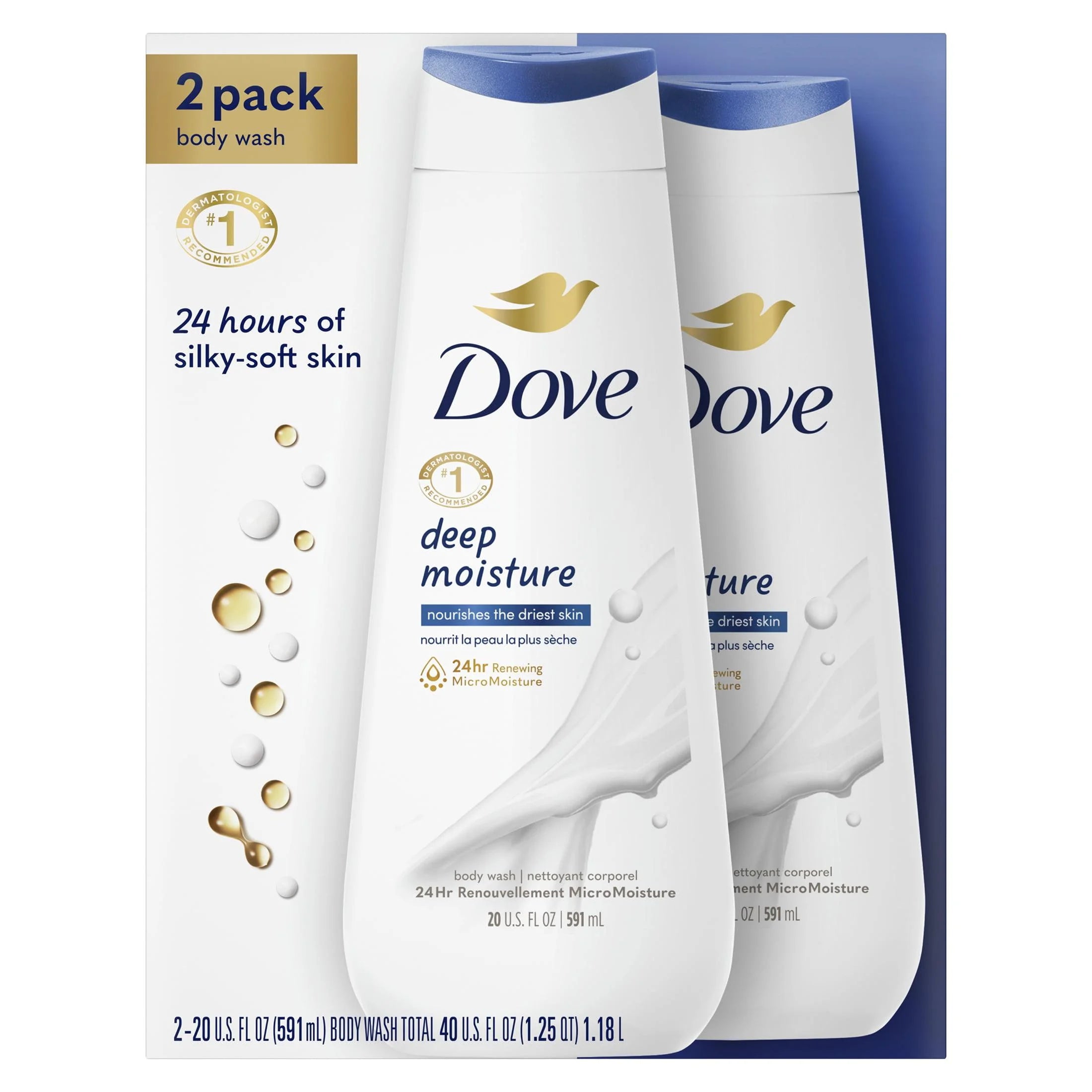 Deep Moisture Nourishing Long Lasting Women'S Body Wash Twin Pack, 20 Fl Oz