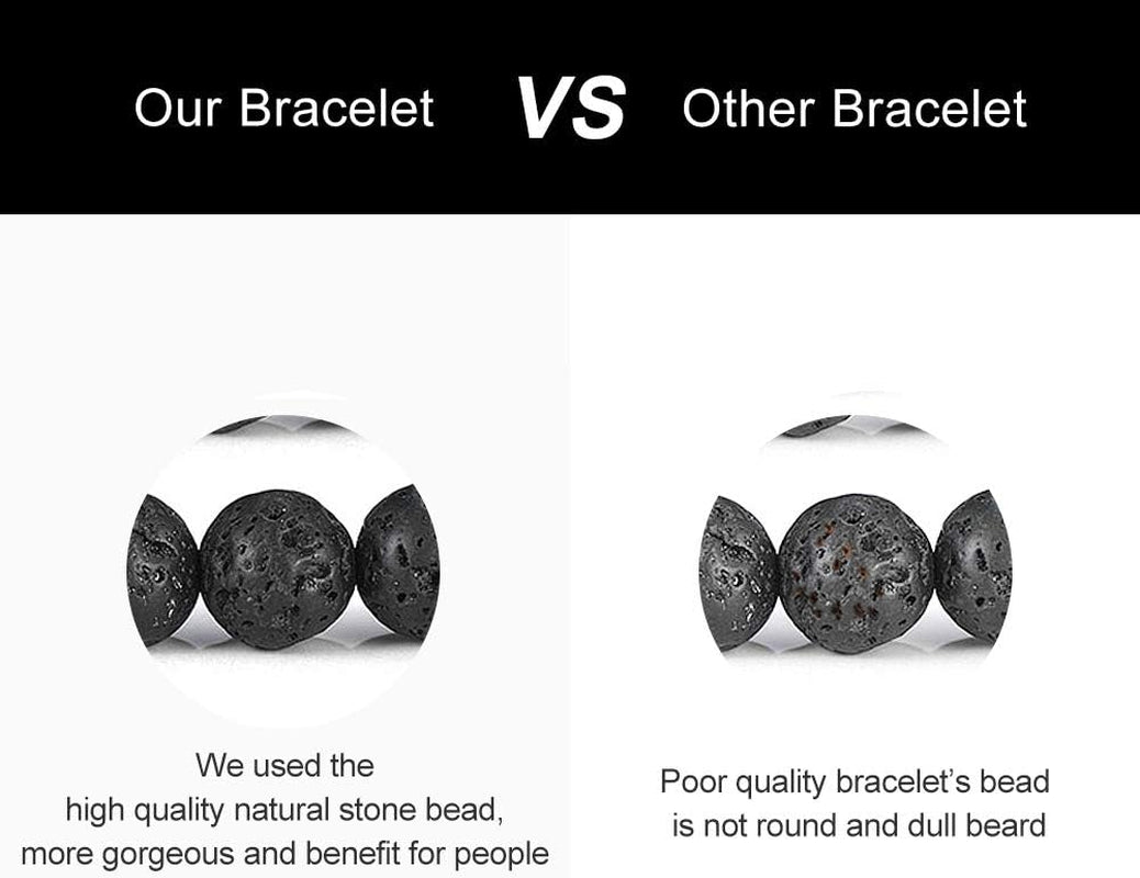Mens Bracelet - Beaded Natural Stone 8Mm Tiger Eye Matte Agate Lava Rock Bracelets for Men Teen Boys Grandpa Dad Birthday Gifts Jewelry