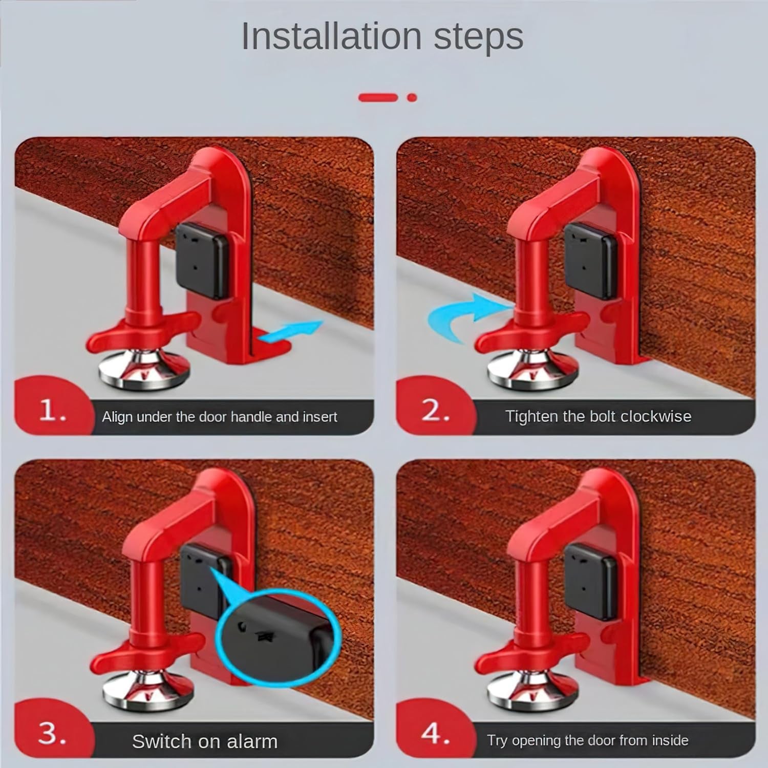 Portable Alarm Door Stopper for Bottom of Door, 2025 New Door Stop Alarm Wedge, Safety Door Stopper Security for Travel,Home,Apartment House (C)