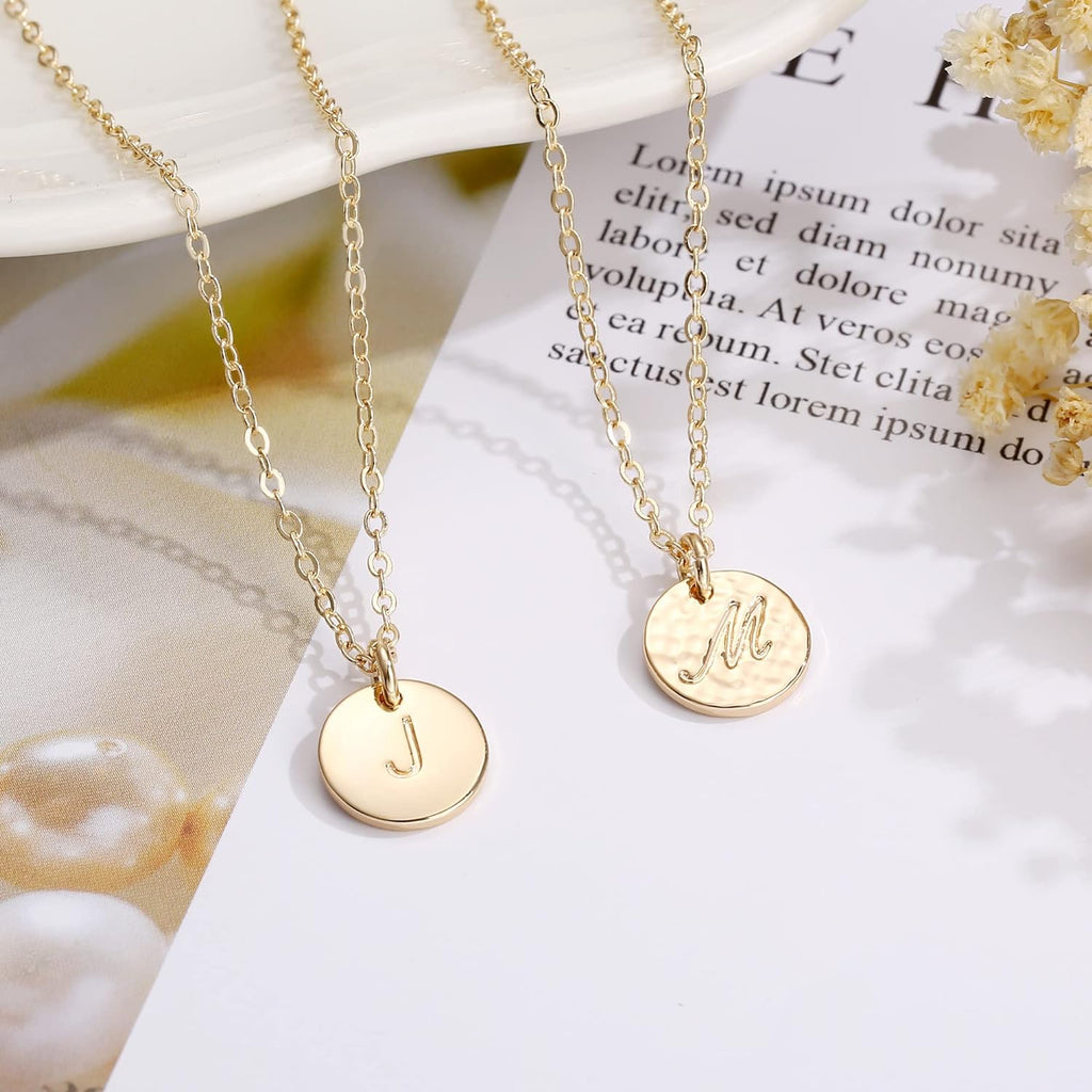 Disc Initial Necklaces for Girls Jewelry - Birthday Gifts for Girls | 14K Gold Plated/14K Rose Gold Plated/S925 Sterling Silver Disc Initial Necklaces for Girls, Jewelry for Kids Birthday Gifts