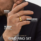 8MM Wedding Band for Men Stainless Steel Ring Band Size 6-14 | Matte Surface Beveled Polished Edge, Silver/Black/Gold Wedding Engagement Promise Ring Jewelry Gift Comfort Fit for Him